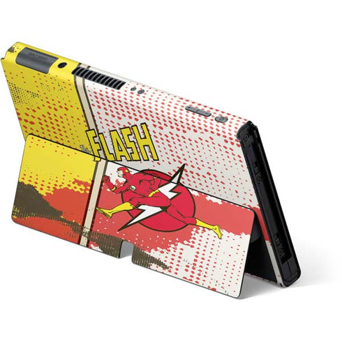 DC Comics The Flash Vintage Action Pose Pattern Nintendo Switch OLED (2021) Skin